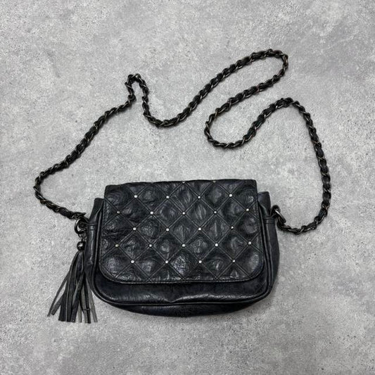 Black leather studded bag