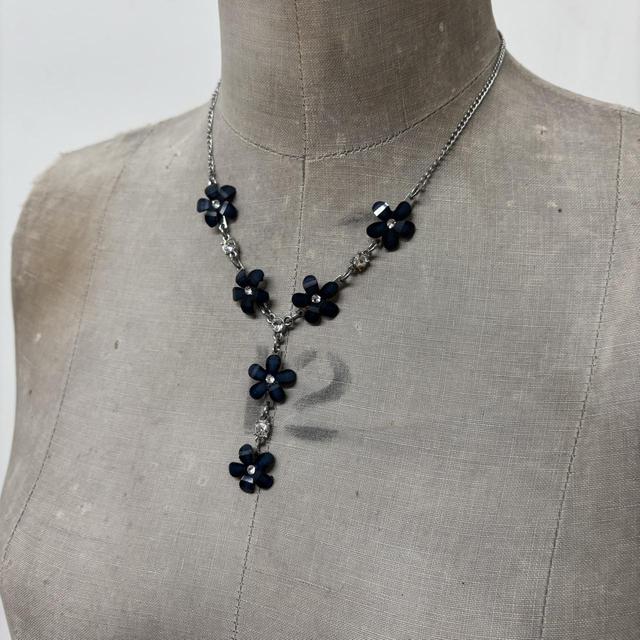 Blue gemstone flower fairy necklace