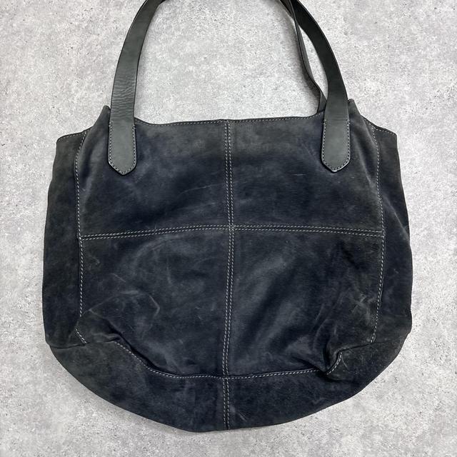 Black suede leather shoulder bag