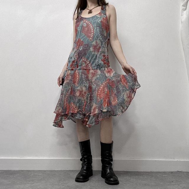 Sheer floral paisley diesel ruffle dress