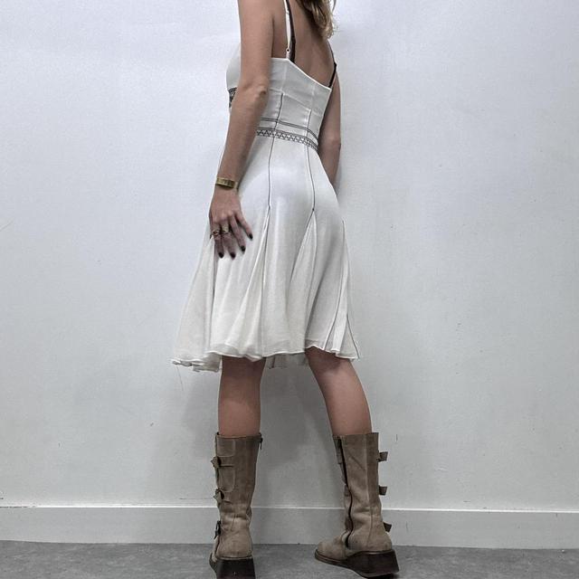 White flared floral midi dress