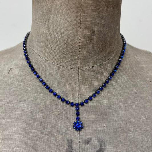 Y2K tennis necklace blue diamond