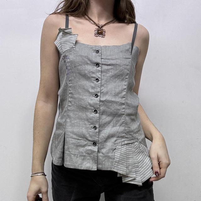 Grey asymmetric structured vest