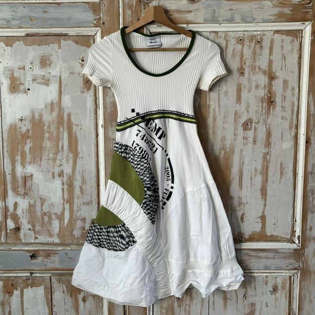 White graphic abstract dress