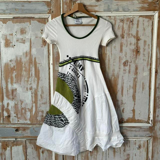 White graphic abstract dress