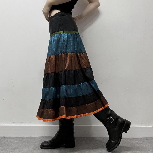 Metallic tiered hippie skirt