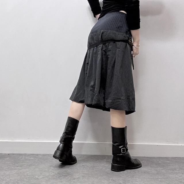 Cop Copine black pinstripe puffy midi