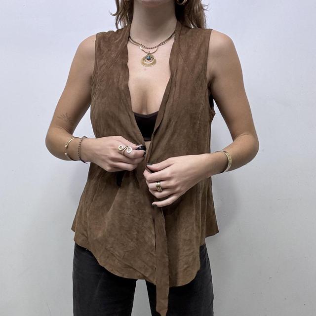 Brown suede leather waistcoat