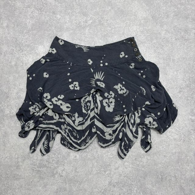 Puff ruched printed mini skirt