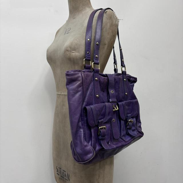Purple leather city bag