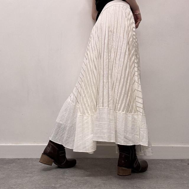 Pinstripe asymmetric maxi skirt