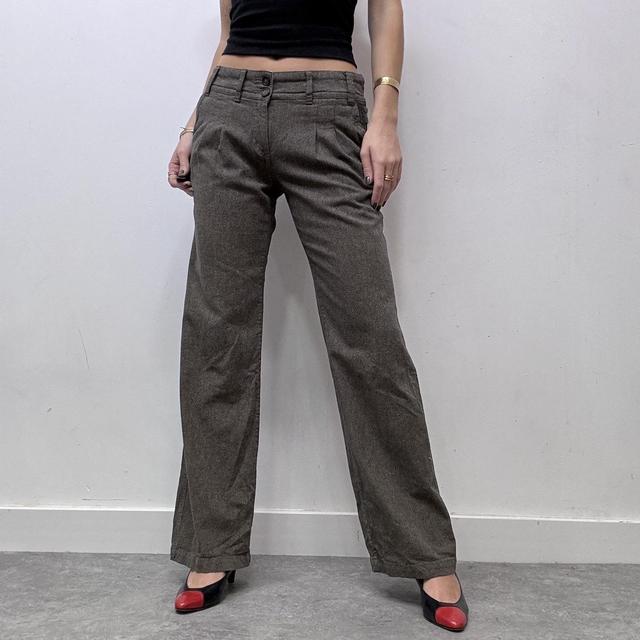 Grey pleated front suit trousers