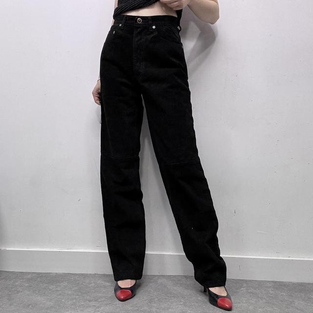 Black suede trousers
