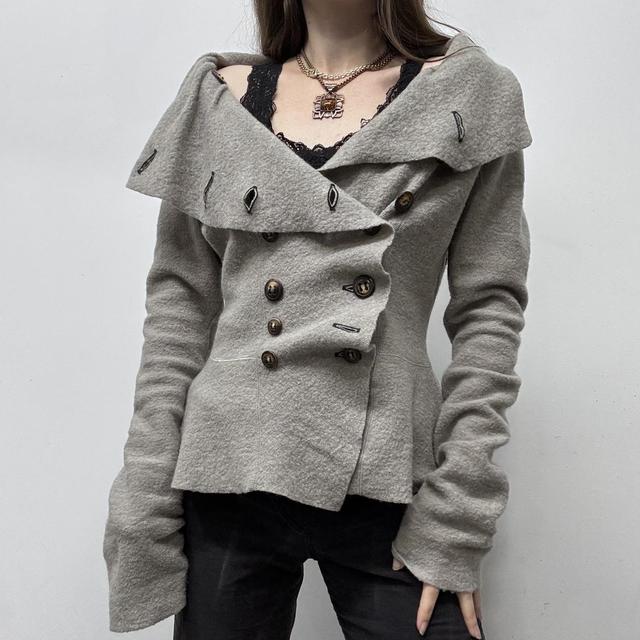 Asymmetric wool button jacket