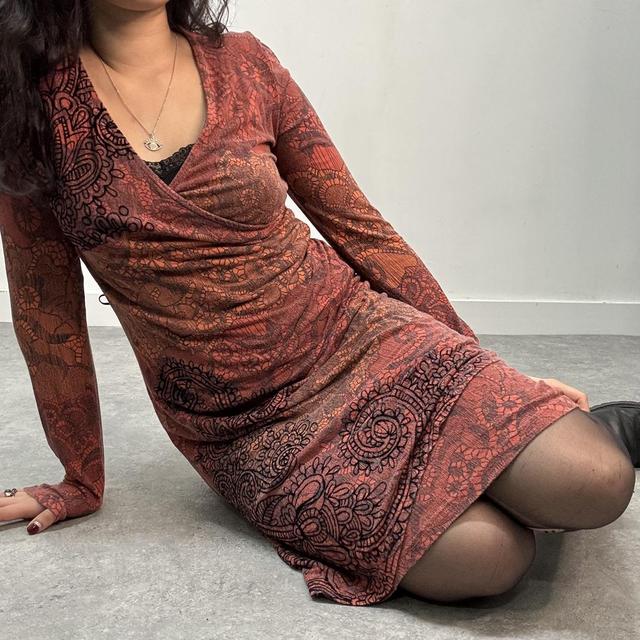 Orange paisley grunge dress