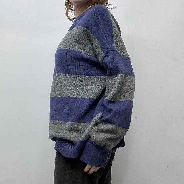 Oversized striped wool knit jumper
