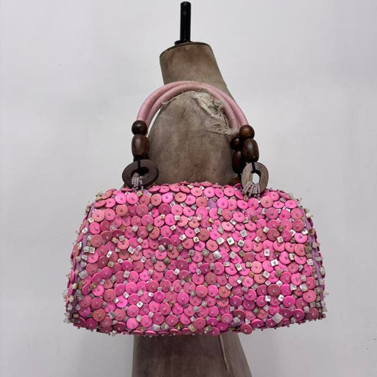 Button beaded pink bag