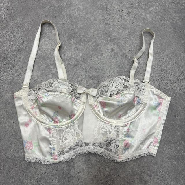 Vintage lace satin bralet