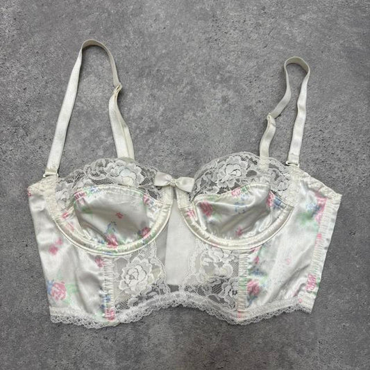 Vintage lace satin bralet