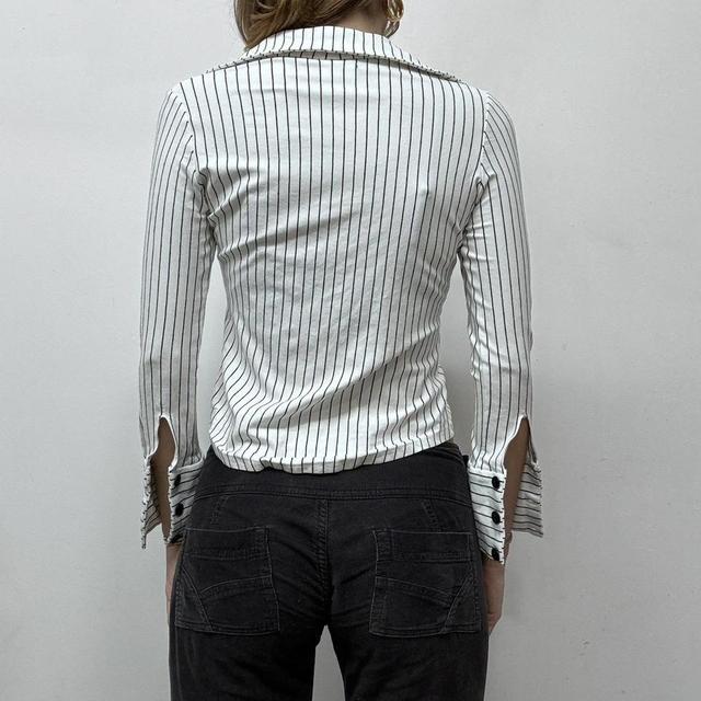 Pinstripe jersey crop shirt