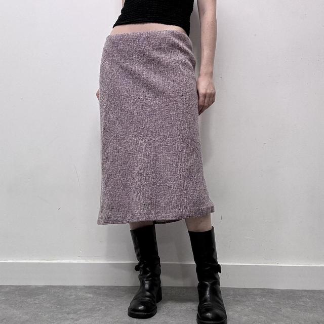 Pink tweed midi skirt