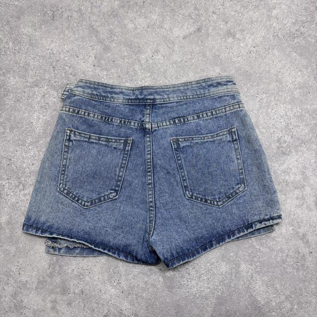 Asymmetric denim skort