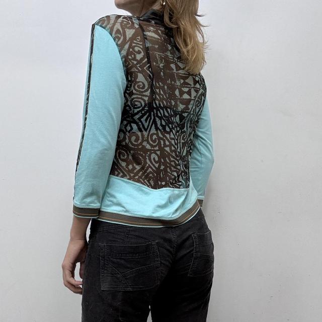 Sheer leopard graphic zip up