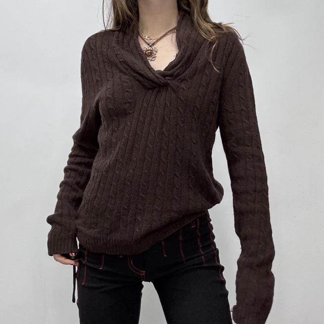 Slouchy brown knit jumper