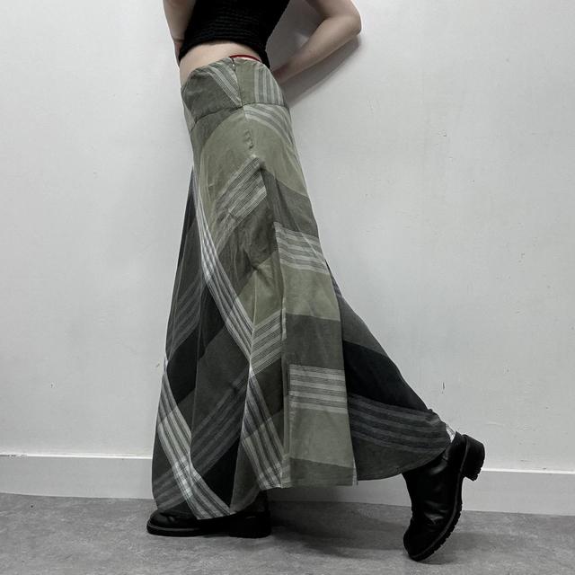 Oversized print tartan checked maxi skirt