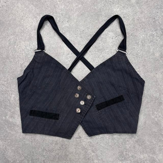 Cropped wrap waistcoat vest
