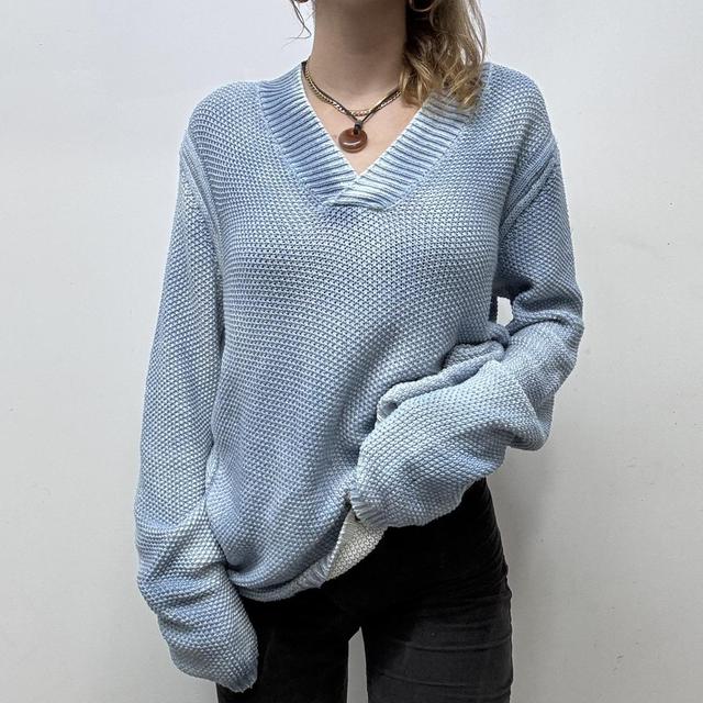 Distressed wash texture knit jumper