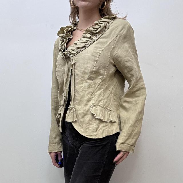 Ruffle linen fairy tan jacket