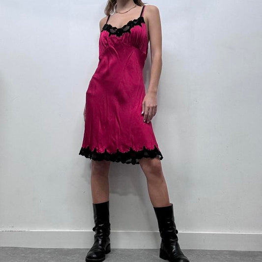 Red lace lingerie slip dress