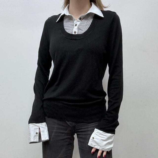Pinstripe shirt office-core jumper