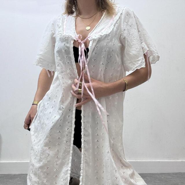 White cotton coquette midi dress