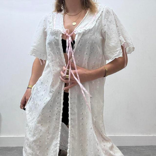 White cotton coquette midi dress