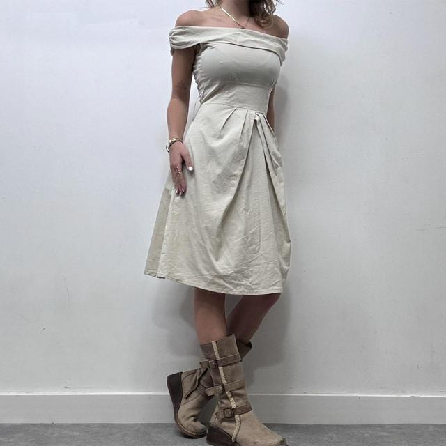 Cotton tan flare dress