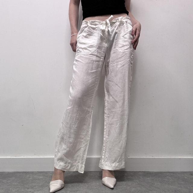 White linen wide oversized trousers