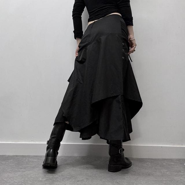 Black asymmetric grunge buckle skirt