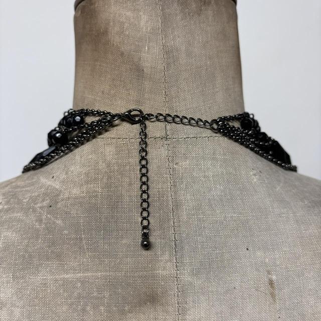 Black beaded chain collar necklace