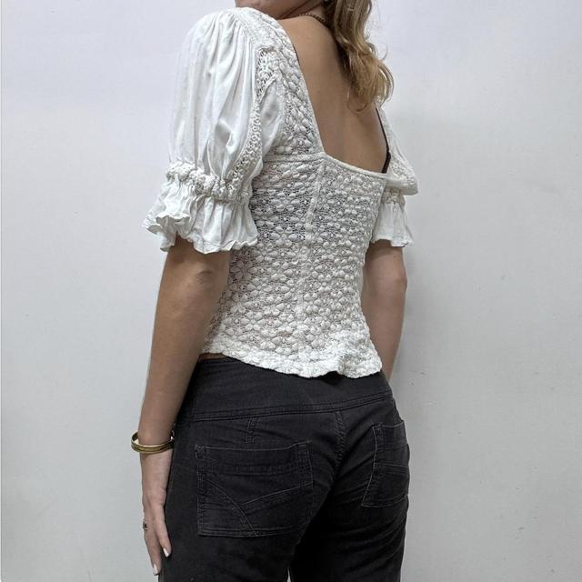 Slouchy lace milkmaid blouse
