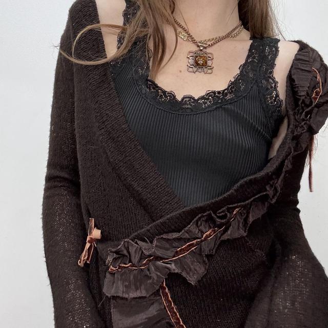Slouchy wide neck knit cardigan