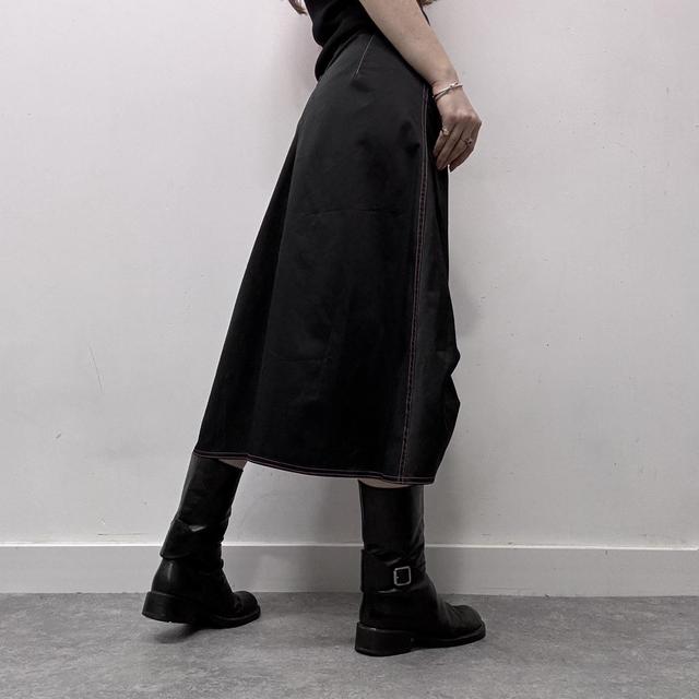 Black puff gathered structured skirt