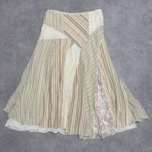 Pinstripe layered distressed maxi skirt