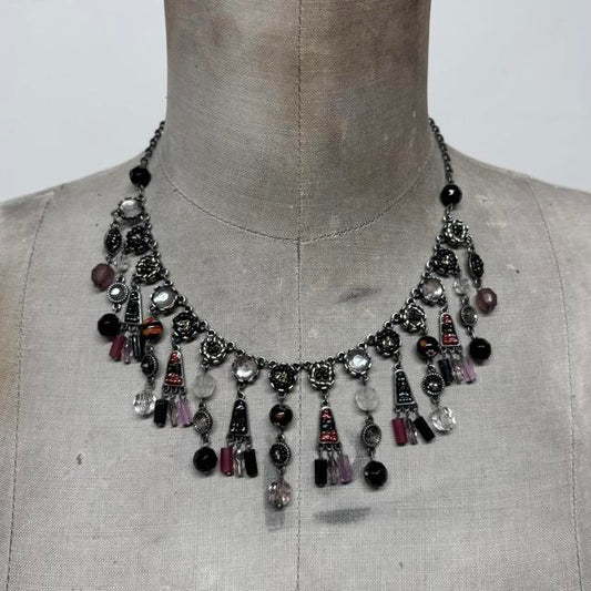 Delicate beaded charm necklace