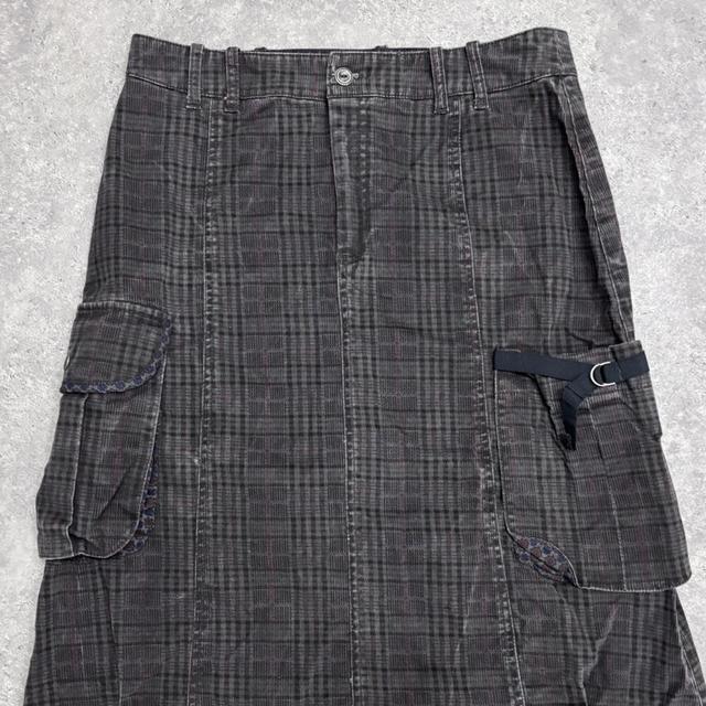 Checked brown cargo asymmetric skirt
