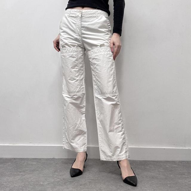 White flared armari trousers
