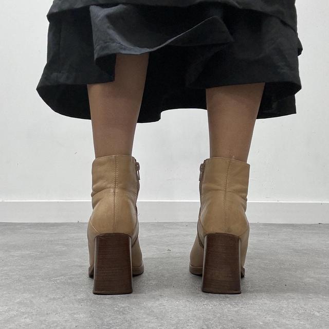 Tan leather square toe boots
