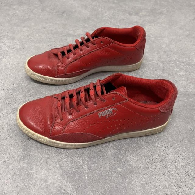 Red leather puma trainers