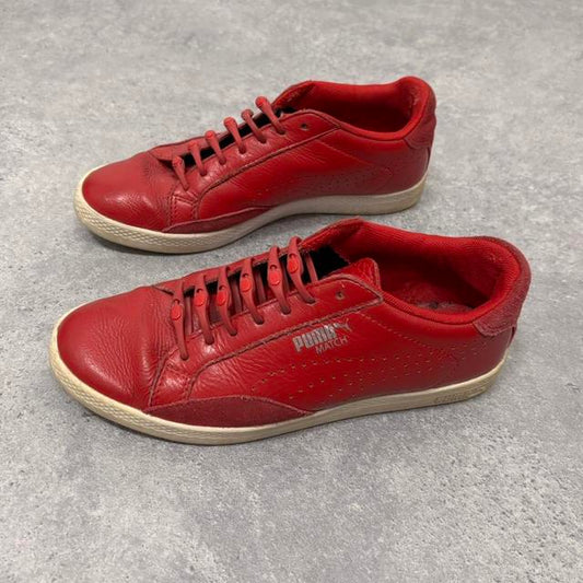 Red leather puma trainers